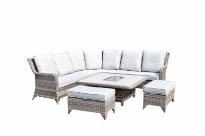 Charlecote Outdoor Corner Dining Set with Lift Table - Grey